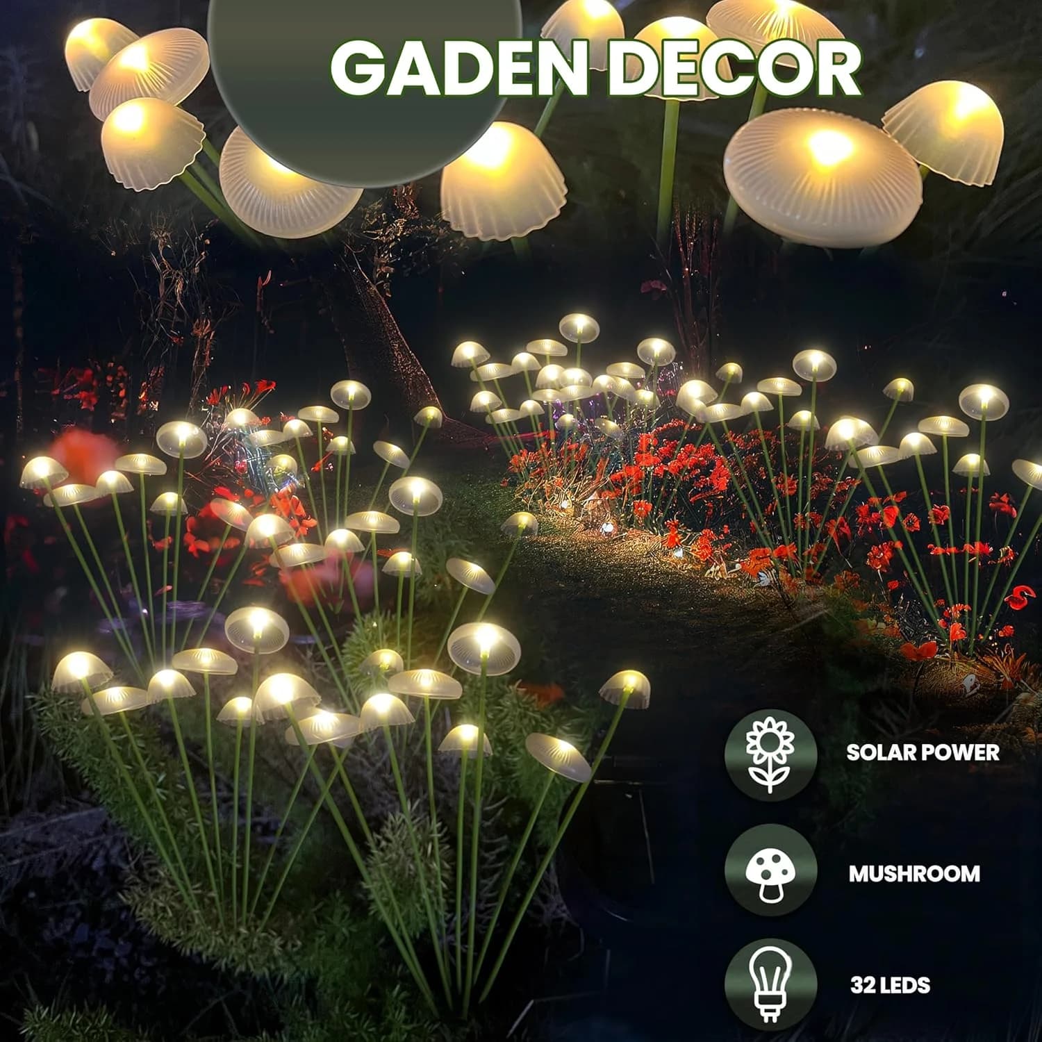 Solær LED manet-svamp have lampe