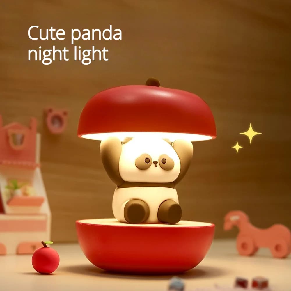 Sød panda mini-natlys med opladning og dæmpning