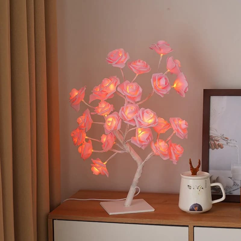 USB-drevet flerfarvet rose-træ bordlampe