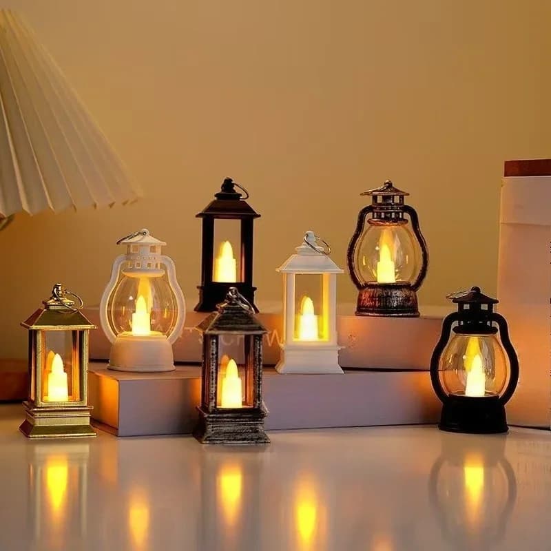 Retro mini LED lanterne lysestage med varmt skær til dekoration