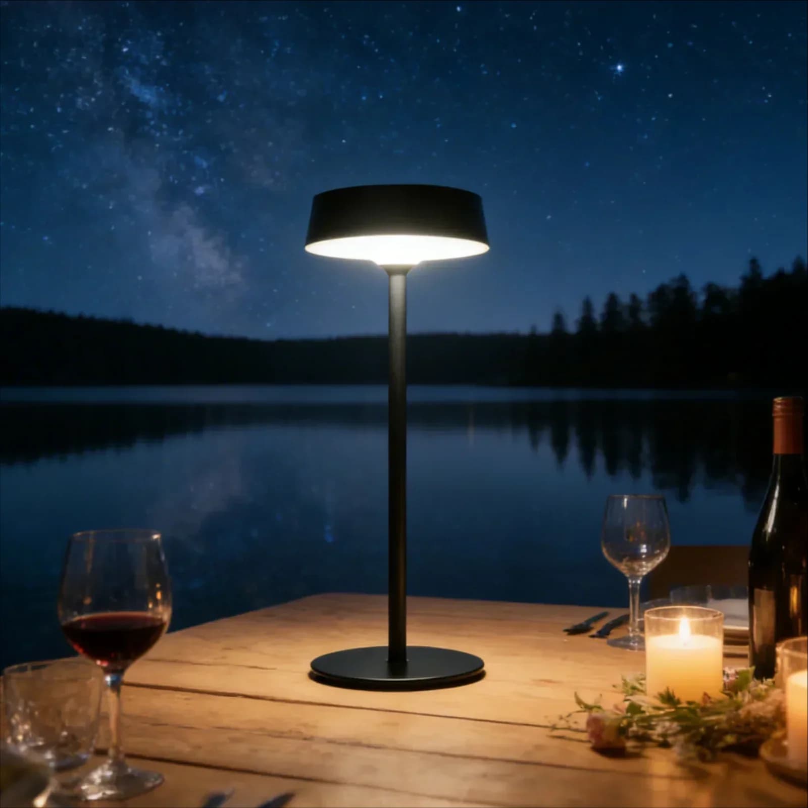 Solar-bordlampe, USB-dobbeltladning, 3 farver
