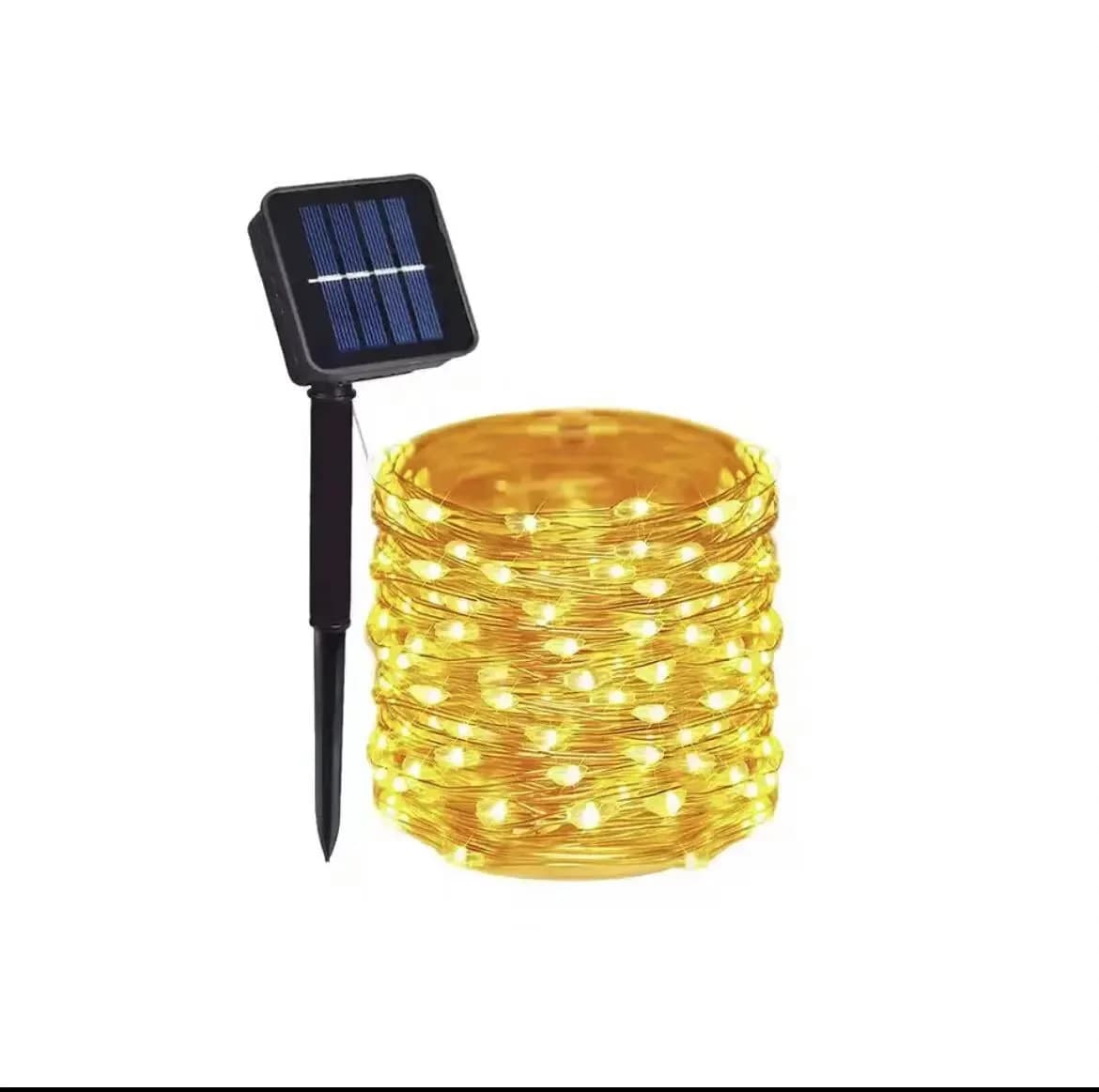 Solcellevarme hvide LED lyskæder, kobbertråd