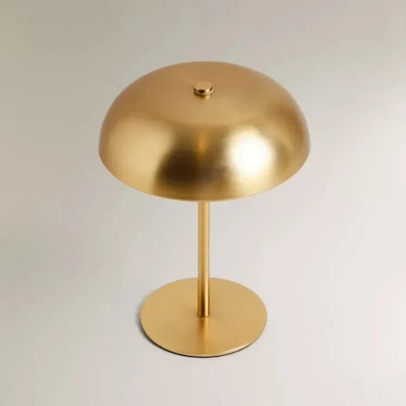 Genopladelig bordlampe i metal med svampeform og touchkontrol