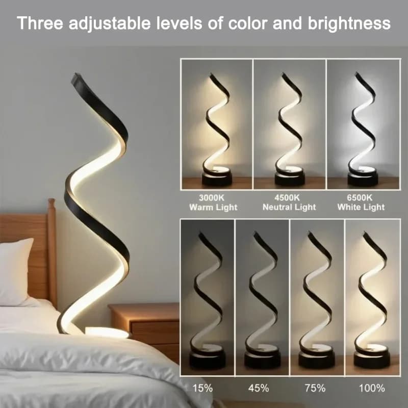 Spiral LED-bordlampe, 3 farvetemperaturer