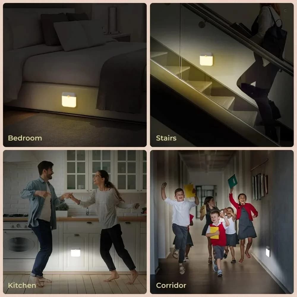 Genopladelig LED natlampe med bevægelsessensor