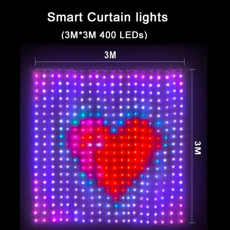 800 LED RGB smarte gardinlys med app-styring