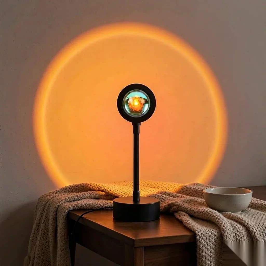 Mini RGB solnedgangslampe, 4 farver USB bordlampe