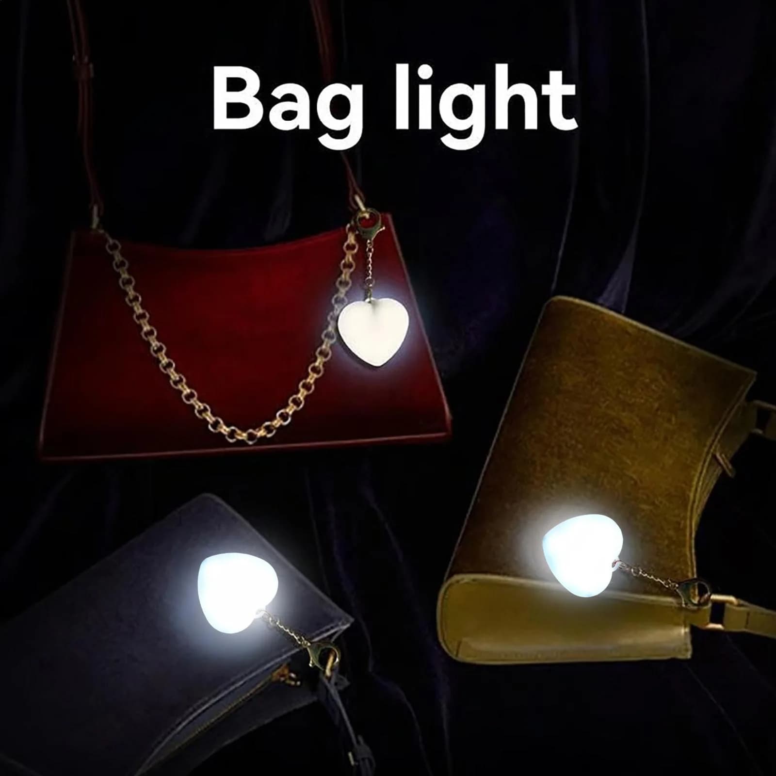 Genopladelig LED natlys nøglering i hjerteform
