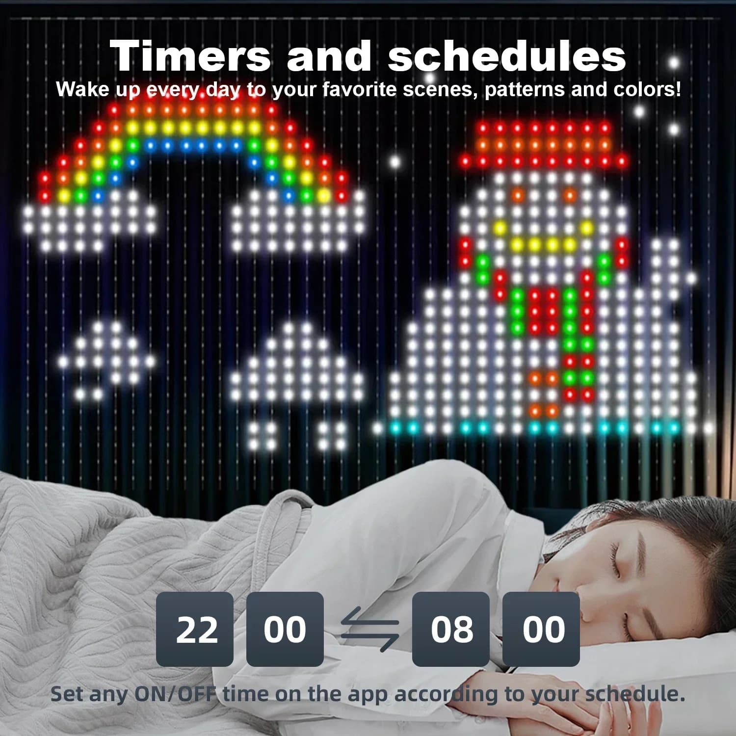 800 LED RGB smarte gardinlys med app-styring