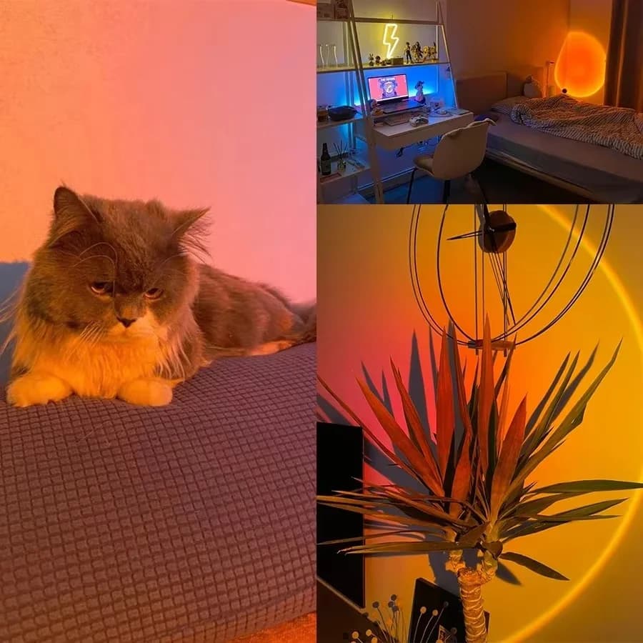 Mini RGB solnedgangslampe, 4 farver USB bordlampe