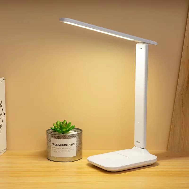 Foldbar dæmpbar LED skrivebordslæselampe, 3 farver
