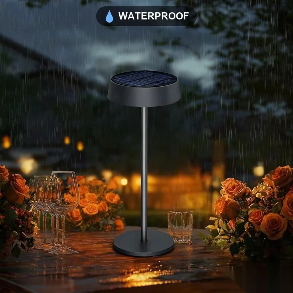 Solar-bordlampe, USB-dobbeltladning, 3 farver