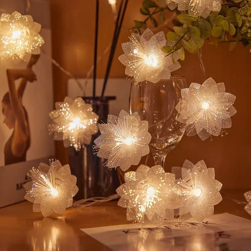 Varm hvid fiberoptisk blomster lyskæde
