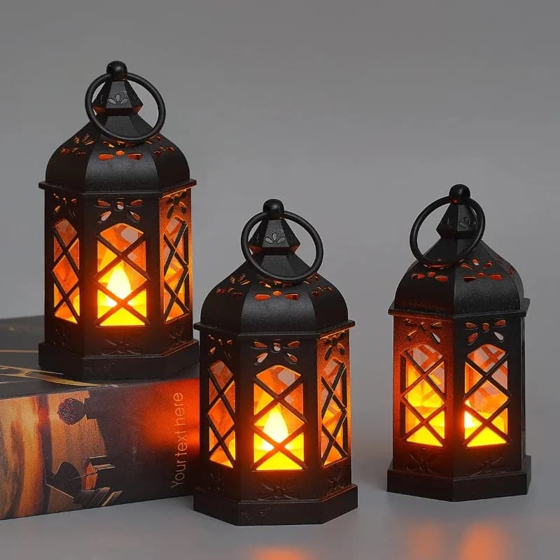 Vintage sekskantet LED-lysestage uden flammer