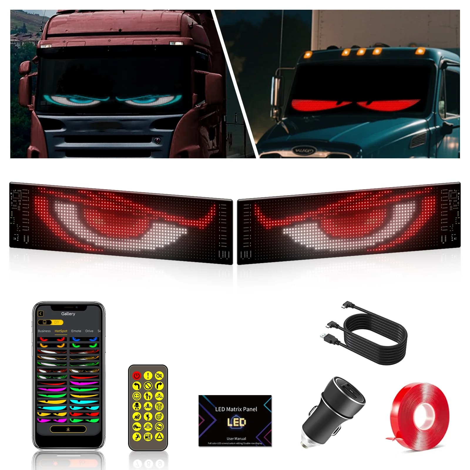 2-Pak Foldbar LED Matrix Panellys med App-styring