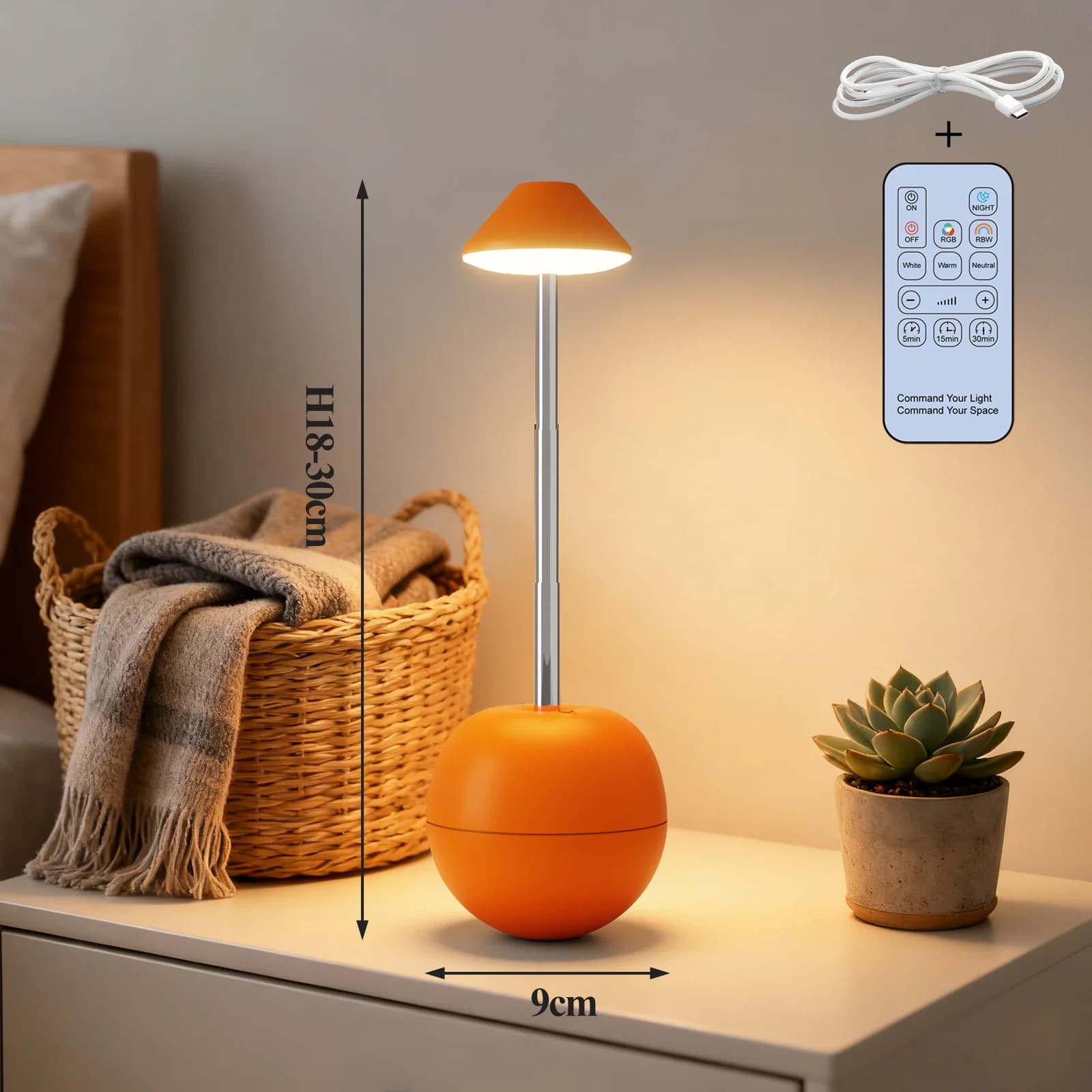Genopladelig kreativ LED natlampe til skrivebord med fjernbetjening