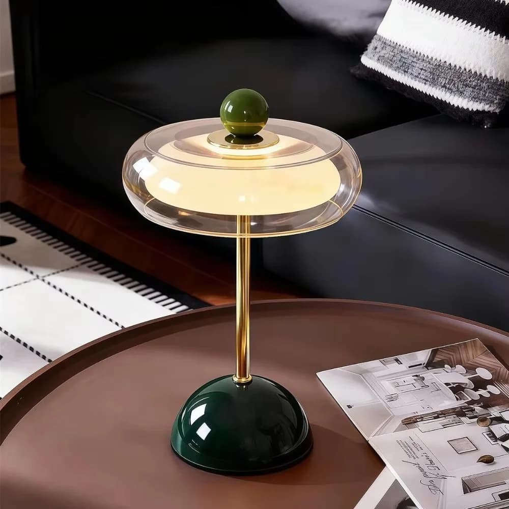 Dæmpbar USB genopladelig glas skrivebordslampe