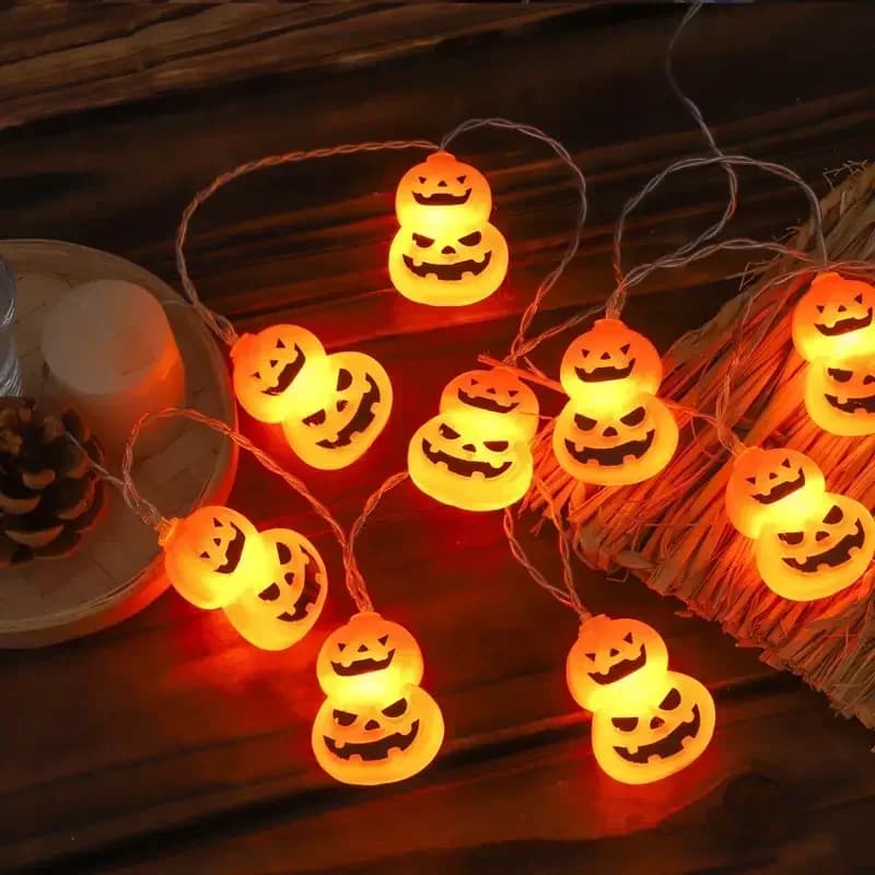 Halloween uhyggelige ansigtslyskæder, varm orange