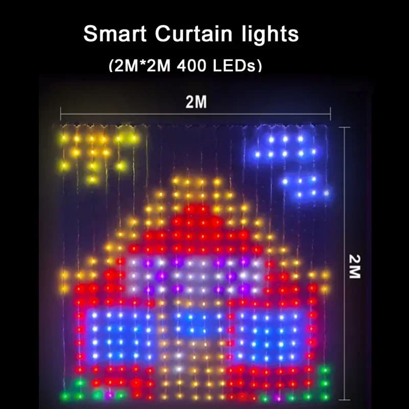 800 LED RGB smarte gardinlys med app-styring