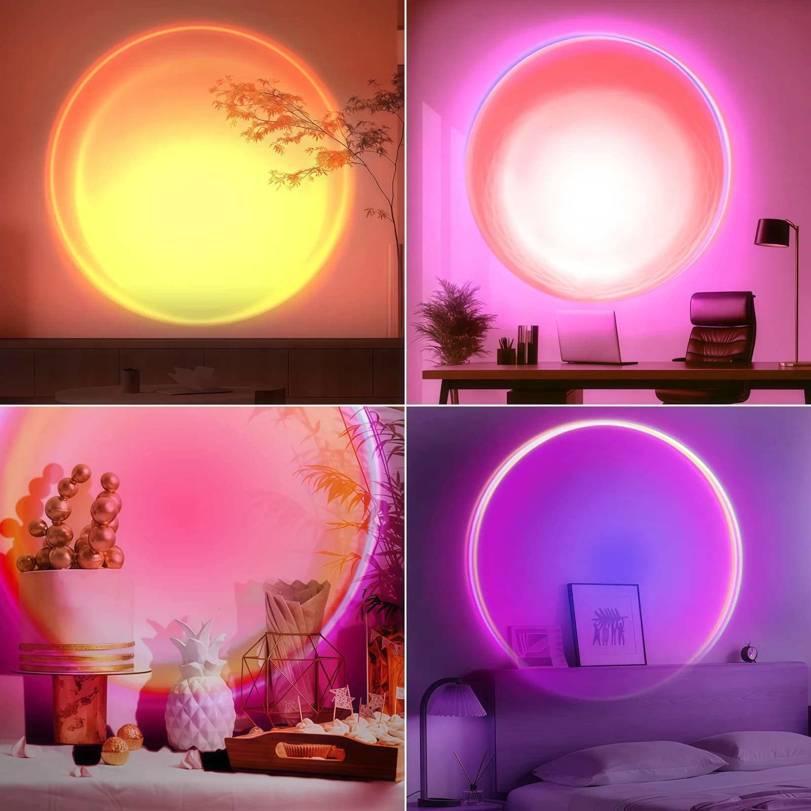 Mini RGB LED Solnedgangslampe med Fjernbetjening, USB