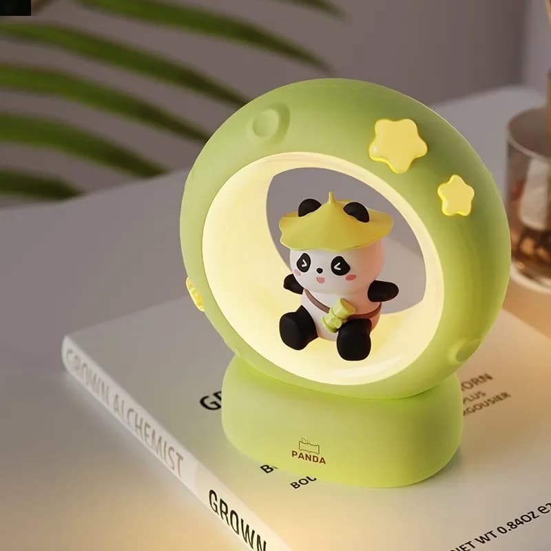 Sød tegneserie panda natlampe med genopladelig batteri eller stik