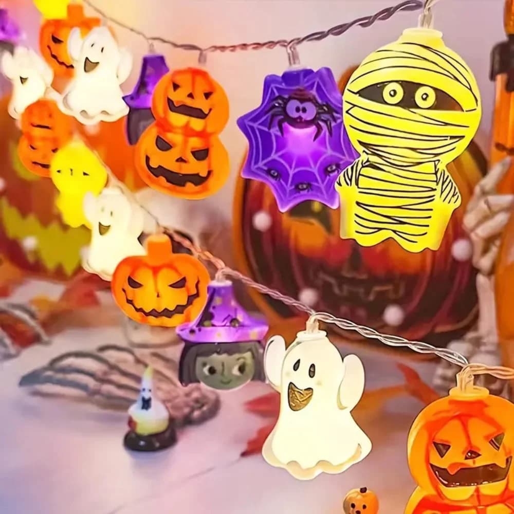 Batteridrevne Halloween lyskæder i former