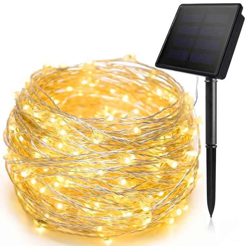 100 LED Solcelle Kobbertråd Lyskæde, Vandtæt Udendørs