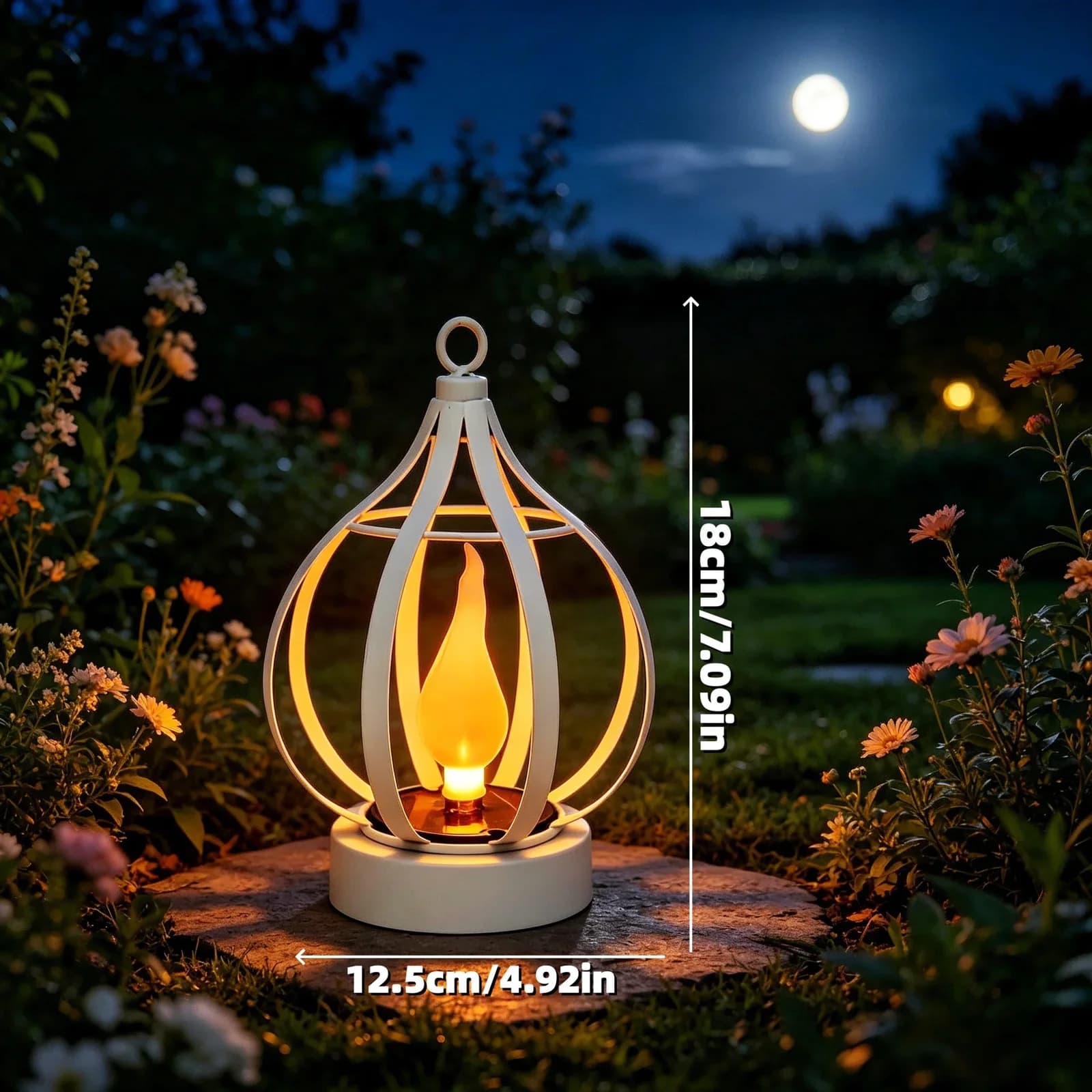 Metalsolarmappe med flammeeffekt og projektion