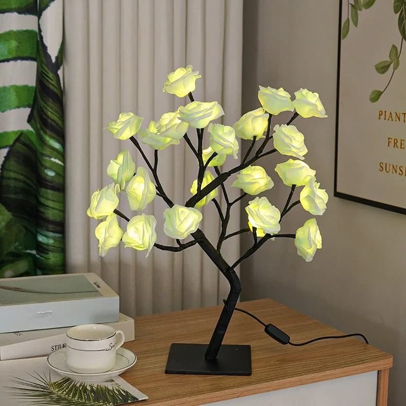 24-LED rose træ bordlampe, USB-drevet multicolor