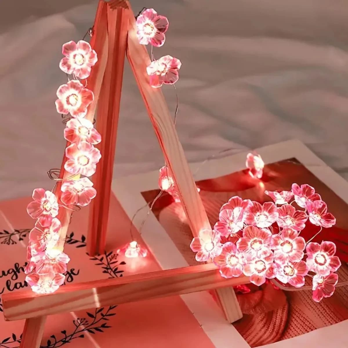 10-LED pink kirsebærblomst fairy lyskæde, batteri