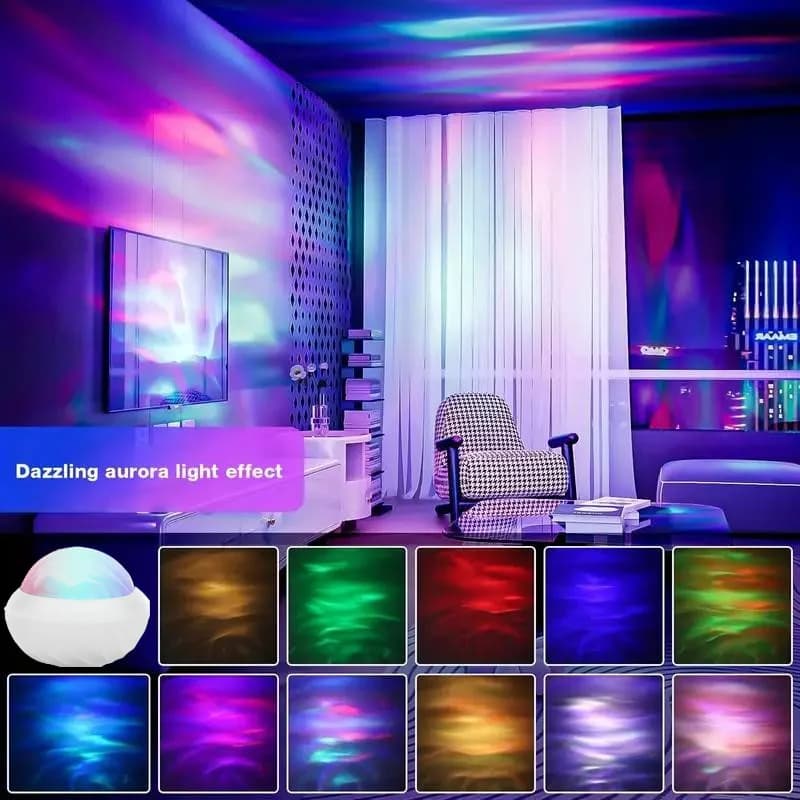 RGB Aurora Projektør Natlampe med Fjernbetjening