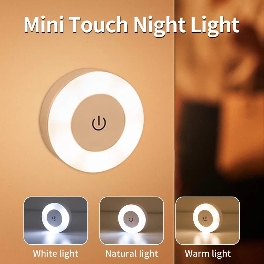 Dæmpbar genopladelig LED væglampe, touchkontrol, 3 farvetilstande