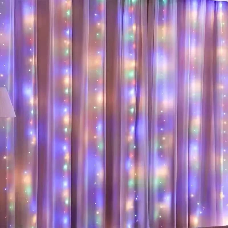 USB Eventyrlys Gardine med Fjernbetjening, Kobbertråd LED Streng